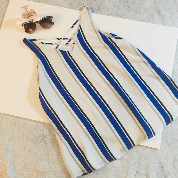 Sami & Jo Blue/ White Blouse- Small - Picture 1 of 6